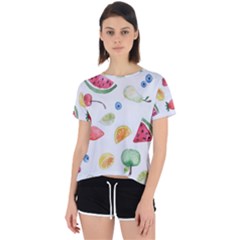 Fruit Summer Vitamin Watercolor Open Back Sport Tee by Wegoenart