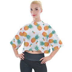 Pineapple Background Pattern Fruit Mock Neck Tee by Wegoenart