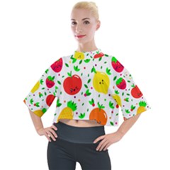 Pattern Fruit Fruits Orange Green Mock Neck Tee by Wegoenart