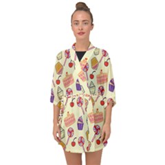 Cupcake Pattern Lollipop Half Sleeve Chiffon Kimono by Wegoenart