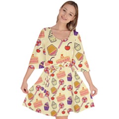 Cupcake Pattern Lollipop Velour Kimono Dress by Wegoenart