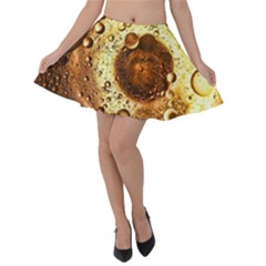 Olive Oil Bubbles Gold Oil Food Velvet Skater Skirt by Wegoenart