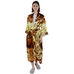 Olive Oil Bubbles Gold Oil Food Maxi Satin Kimono by Wegoenart