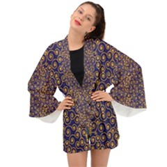 Spiral Pattern Texture Fractal Long Sleeve Kimono by Wegoenart