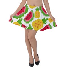 Watermelon Pattern Fruit Summer Velvet Skater Skirt by Wegoenart