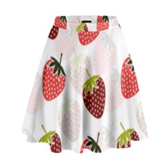 Strawberry Pattern Background High Waist Skirt by Wegoenart