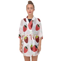 Strawberry Pattern Background Half Sleeve Chiffon Kimono by Wegoenart