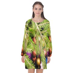 Christmas Candy 2 Long Sleeve Chiffon Shift Dress  by artworkshop