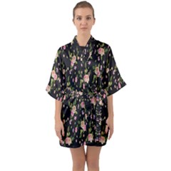 Background-roses Half Sleeve Satin Kimono  by nateshop