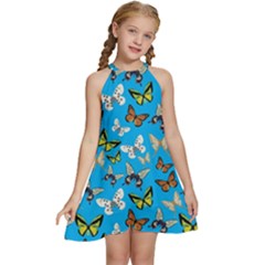 Butterflies Kids  Halter Collar Waist Tie Chiffon Dress by nateshop