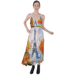 Eiffel Tower Landmark Architecture  Artistic Tie Back Maxi Dress by danenraven