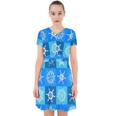 Xmas Christmas Pattern Snow Background Blue Decoration Adorable In Chiffon Dress by danenraven