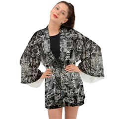 Background Burnout Template Doodle Long Sleeve Kimono by Wegoenart