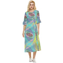 Ellipse Pattern Elliptical Abstract Double Cuff Midi Dress by Wegoenart