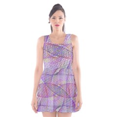 Purple Background Abstract Pattern Scoop Neck Skater Dress by Wegoenart