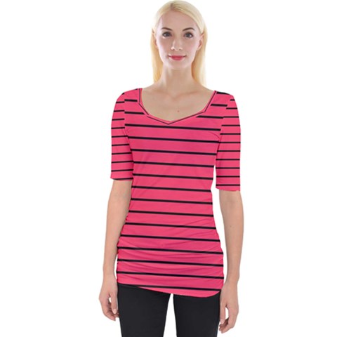 Colors,lines Wide Neckline Tee by nateshop