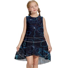 Earth Map Futuristic Globe Kids  Frill Swing Dress by danenraven