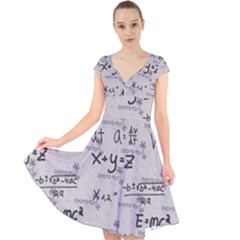 Pattern Wallpaper Math Formula Albert Einstein Cap Sleeve Front Wrap Midi Dress by danenraven