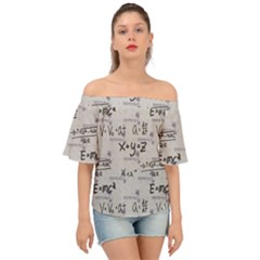 Pattern Wallpaper Math Formula Albert Einstein Off Shoulder Short Sleeve Top by danenraven