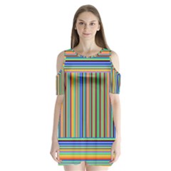 Abstract Stripe Pattern Rainbow Shoulder Cutout Velvet One Piece by Wegoenart