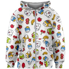 Illustration Vector Fruit Animal Cartoon Pattern Kids  Zipper Hoodie Without Drawstring by Wegoenart