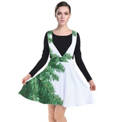 Green Christmas Tree Border Plunge Pinafore Dress by artworkshop