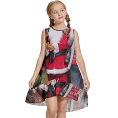 Santa On Christmas 3 Kids  Frill Swing Dress by artworkshop