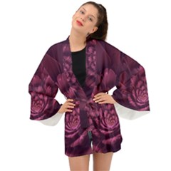 Fractal Blossom Flower Bloom Long Sleeve Kimono by Wegoenart