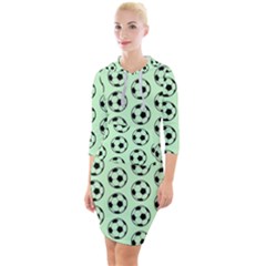 Pattern Ball Soccer Background Quarter Sleeve Hood Bodycon Dress by Wegoenart