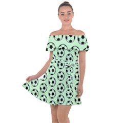 Pattern Ball Soccer Background Off Shoulder Velour Dress by Wegoenart