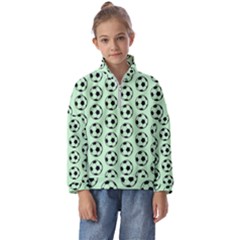 Pattern Ball Soccer Background Kids  Half Zip Hoodie by Wegoenart