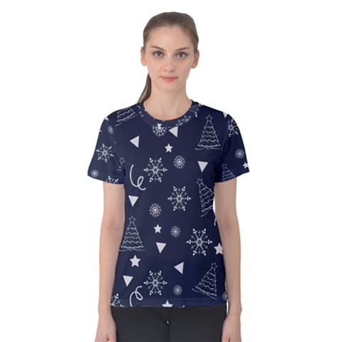 Tree Christmas Xmas Snow Women s Cotton Tee by Ravend