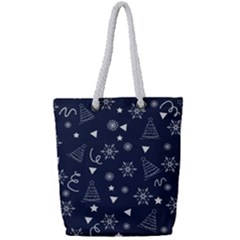 Tree Christmas Xmas Snow Full Print Rope Handle Tote (small) by Ravend