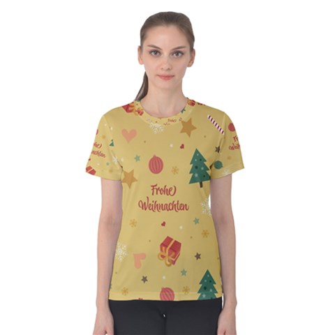 Christmas Treecandy Cane Snowflake Women s Cotton Tee by Ravend