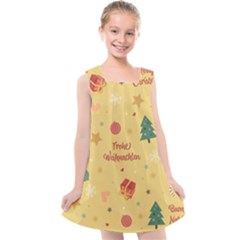 Christmas Treecandy Cane Snowflake Kids  Cross Back Dress by Ravend