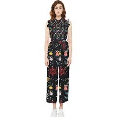 Christmas Thanksgiving Pattern Women s Frill Top Chiffon Jumpsuit by Ravend