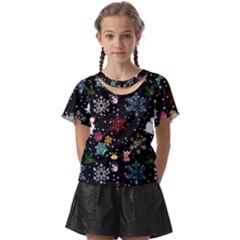 Christmas Thanksgiving Pattern Kids  Front Cut Tee by Ravend