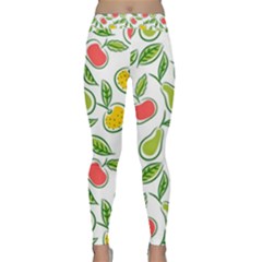 Fruit Fruits Food Illustration Background Pattern Classic Yoga Leggings by Ravend