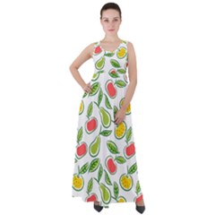 Fruit Fruits Food Illustration Background Pattern Empire Waist Velour Maxi Dress by Ravend