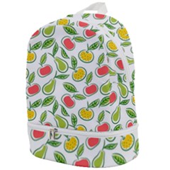 Fruit Fruits Food Illustration Background Pattern Zip Bottom Backpack by Ravend