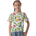 Fruit Fruits Food Illustration Background Pattern Kids  Cuff Sleeve Scrunch Bottom Tee View1