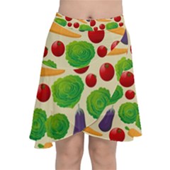 Food Illustration Pattern Texture Chiffon Wrap Front Skirt by Ravend