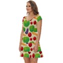 Food Illustration Pattern Texture Short Sleeve Tiered Mini Dress View2