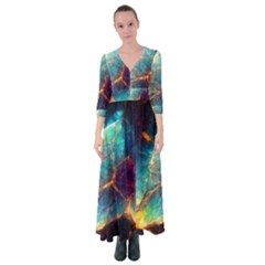 Abstract Galactic Wallpaper Button Up Maxi Dress by Ravend