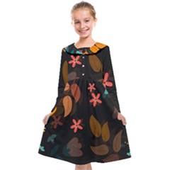 Flower Leaves Background Floral Kids  Midi Sailor Dress by Ravend