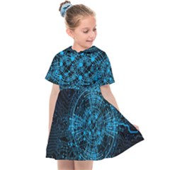 Network Circuit Board Trace Kids  Sailor Dress by Ravend