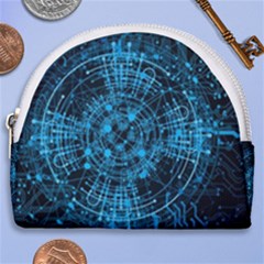 Network Circuit Board Trace Horseshoe Style Canvas Pouch by Ravend