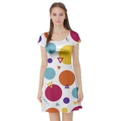 Background Polka Dot Short Sleeve Skater Dress by Ravend