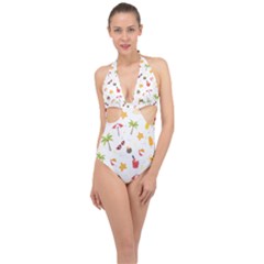 Summer Backgroundnature Beach Halter Front Plunge Swimsuit by Ravend