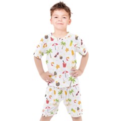 Summer Backgroundnature Beach Kids  Tee And Shorts Set by Ravend